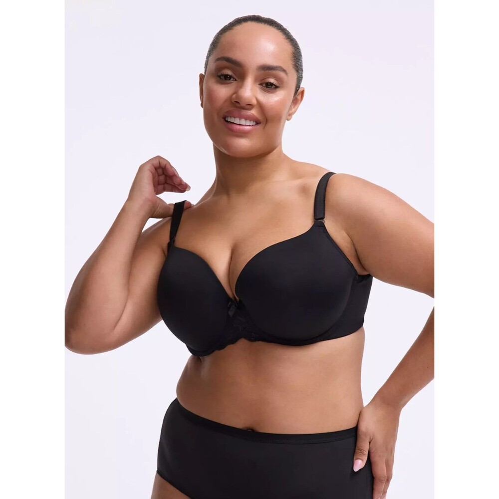 Torrid Curve 44B Perfect Coverage Push-Up Smooth Bra Black Underwire 11576753